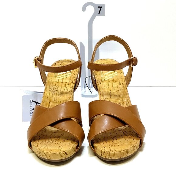 Aerosoles Strappy Cork High Espadrille Wedge Sandal Adjustable Block Heel Sz 7M - Picture 5 of 9